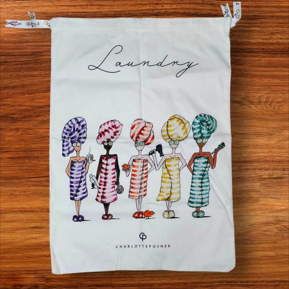 Charlotte Posner Artwork Spa Ladies Laundry Bag with Colorful Design